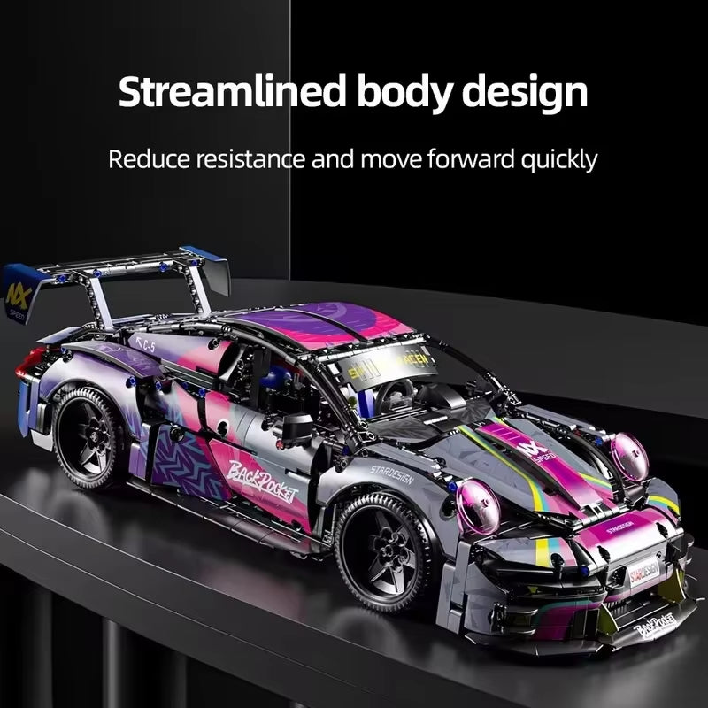 New 1611PCS Cyberpunk Mechanical Sports Car Building Block Toy Remote Control Racing Car Adult Children Birthday Christmas Gifts