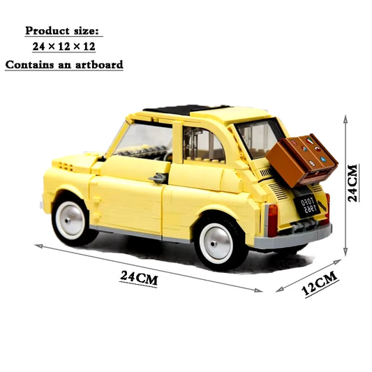 960PCS Technical Fiat 500 Building Blocks 10271 Classic Yellow Car Model Creator Assemble Vehicle Bricks Toys for Boys Kids Gift