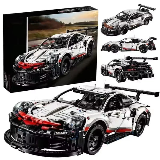 1580+Pcs 1:10 Assembled Building Blocks Compatible 42096 Sports Car Model Remote Control with Lights DIY Birthday Gifts