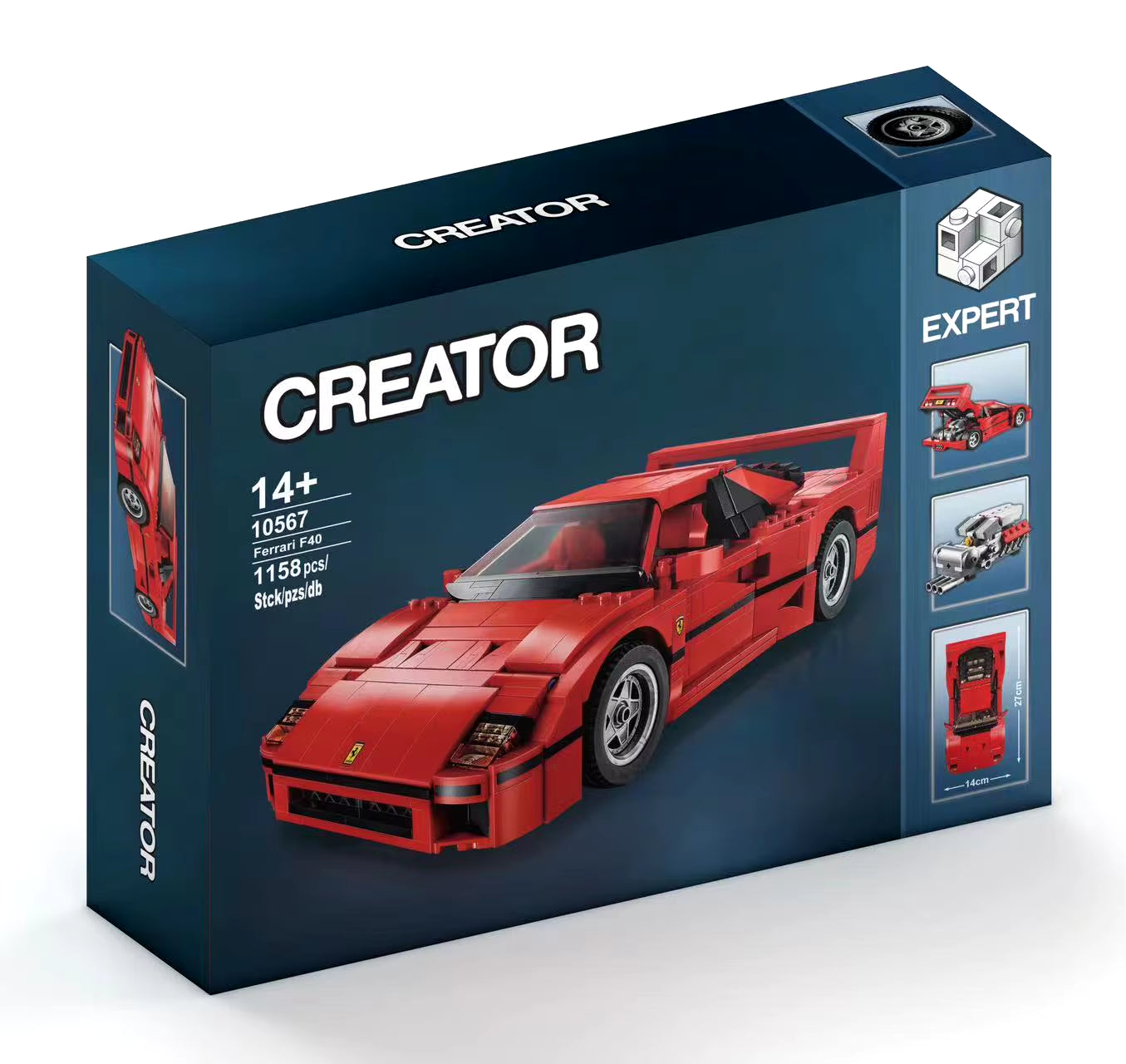 Classic Racing 10248 F40 Compatible MOC-10567 Sports Car 1158PCS Splicing Assembly Building Block Toy Model DIY Kids Gift Gift