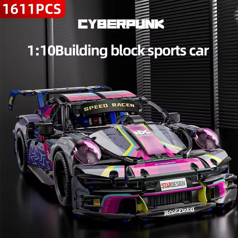 New 1611PCS Cyberpunk Mechanical Sports Car Building Block Toy Remote Control Racing Car Adult Children Birthday Christmas Gifts