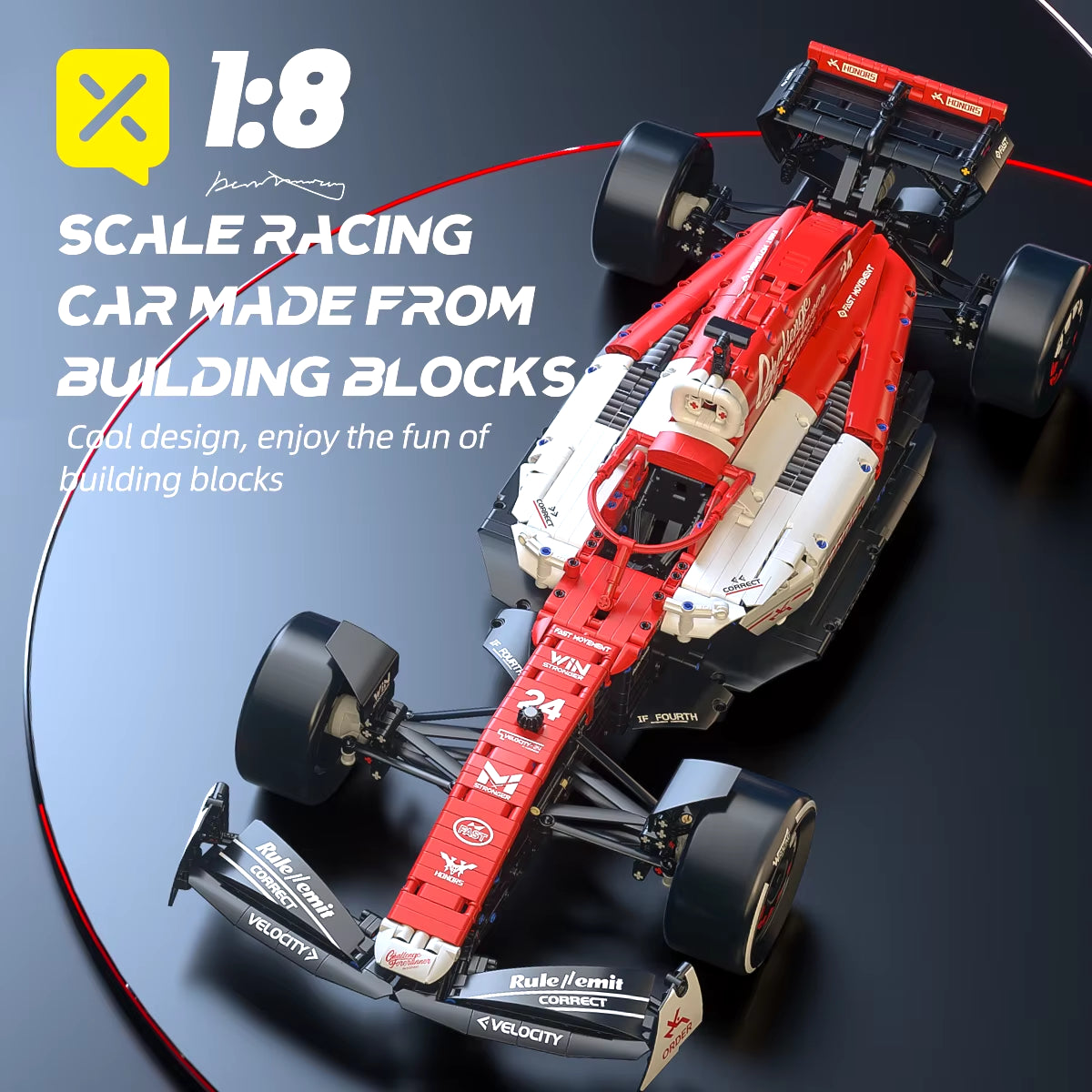 1768PCS 1:8 F1 Race Cars Building Sets MOC Building Blocks Car Cool Collectible Model Car Kits Toy Christmas Festive Gift Giving