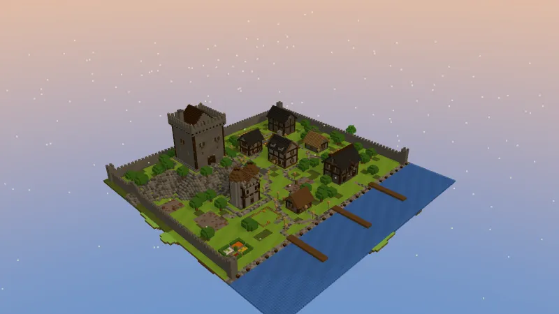 Castle kingdom, an AI-generated Minecraft build