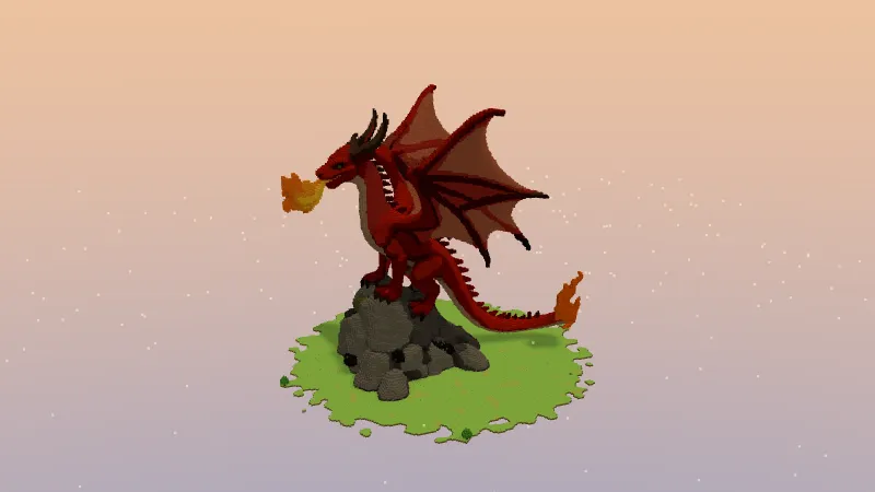 Fire breathing dragon, an AI-generated Minecraft build