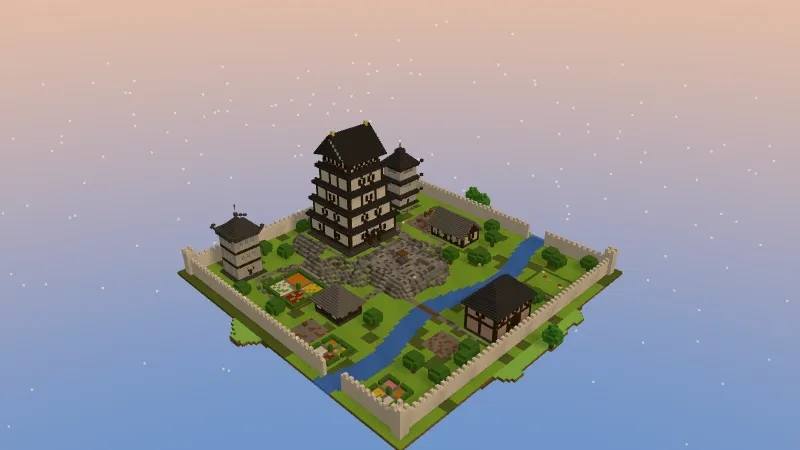 Japanese castle, an AI-generated Minecraft build