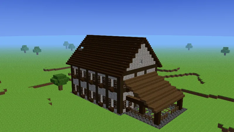 Medieval tavern, an AI-generated Minecraft build