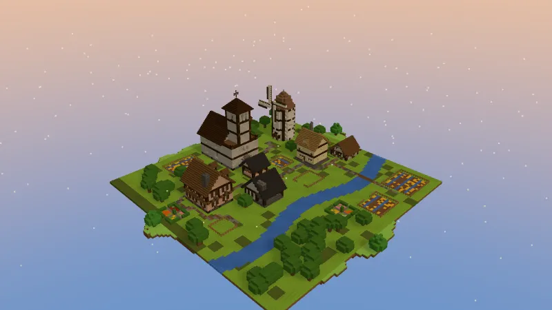 Medieval village, an AI-generated Minecraft build