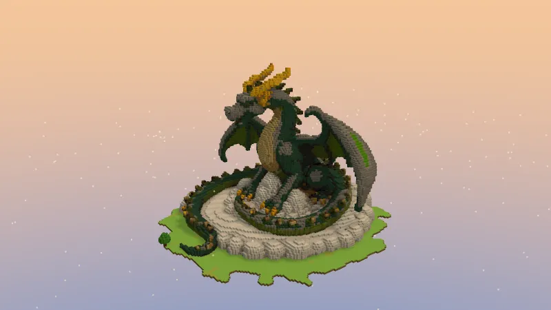Mountain dragon, an AI-generated Minecraft build