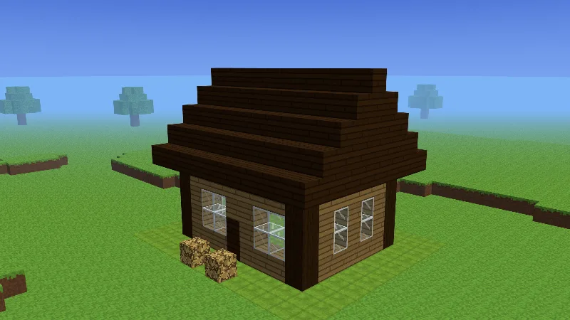 Oak cottage, an AI-generated Minecraft build