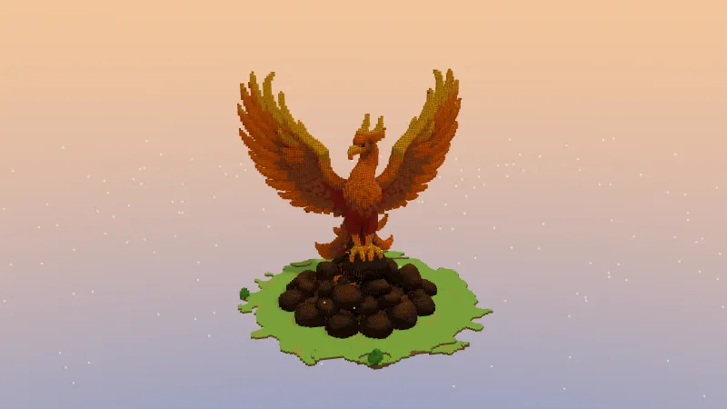 Rising phoenix, an AI-generated Minecraft build