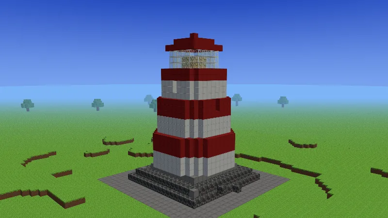 Round lighthouse, an AI-generated Minecraft build