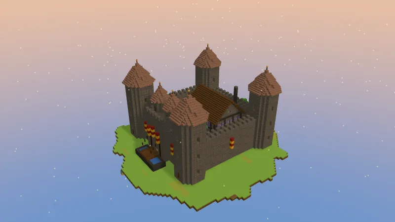 Stone castle, an AI-generated Minecraft build