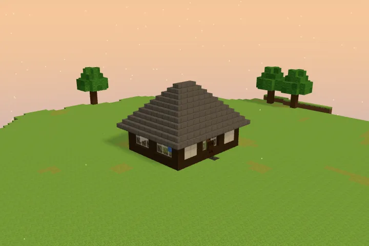 The tea house alone: a small single-storey pavilion with white screens between dark posts under a grey hipped roof