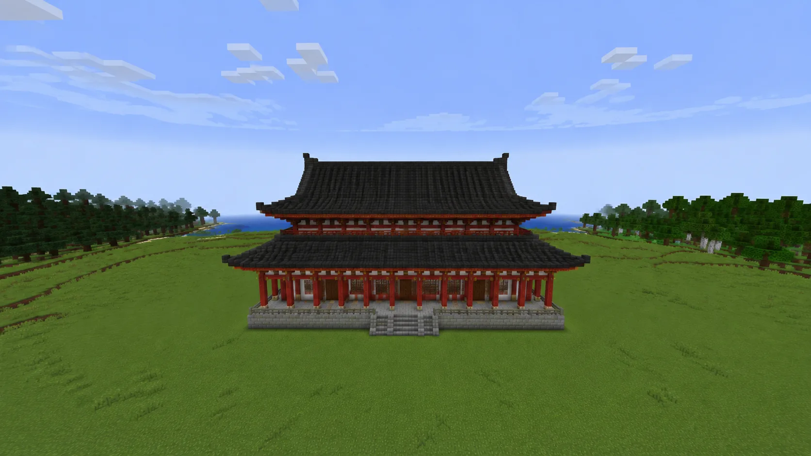 Japanese temple, an AI-generated Minecraft build