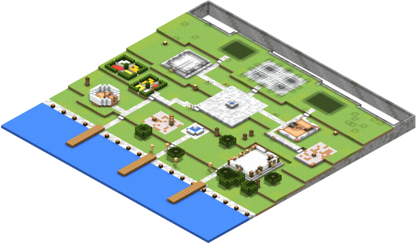 Harbor town, a Minecraft build rising from its base, layer by layer